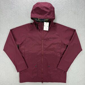 Barbour Jacket Mens Medium Burgundy Red Domus Hooded Waterproof Rain Windbreaker
